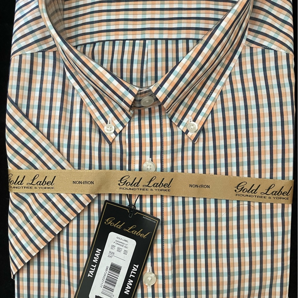 Roundtree & Yorke, Gold Label men’s short sleeve dress shirt. 2XT, new with tags
